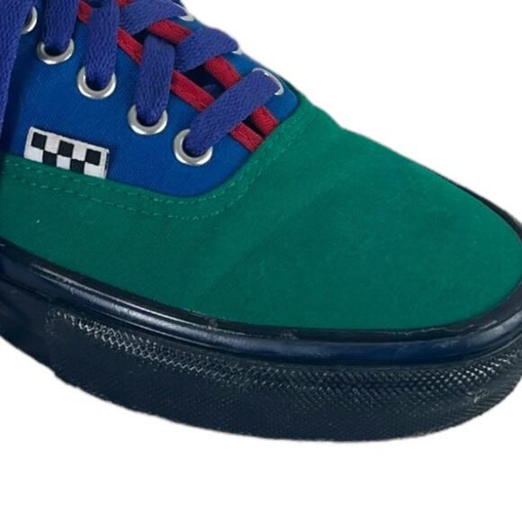 VANS Men’s Custom Sneakers Fabric Green Blue Red Colorblock Pop Cush Size 6.5 - Picture 12 of 14